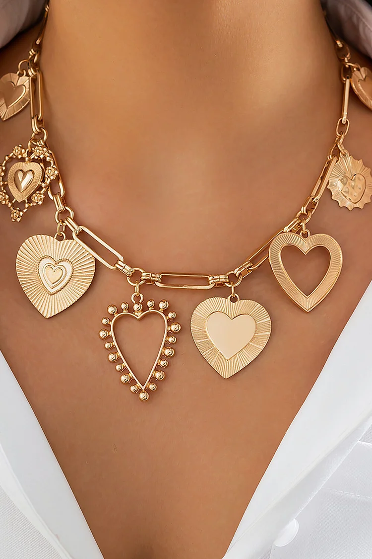 Alloy Hearts Mixed Pendants Fashionable Necklace