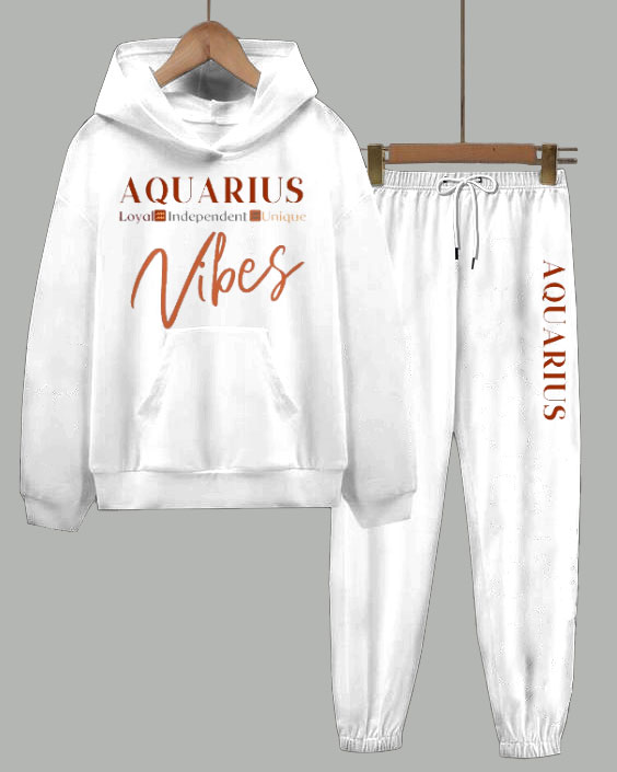 Aquarius Vibes Long Sleeve Hoodie Two Pieces Set