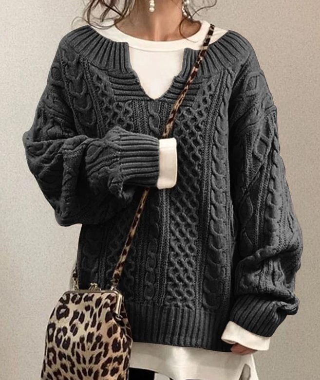Knitted Hemp Pattern Casual Knitted Sweater