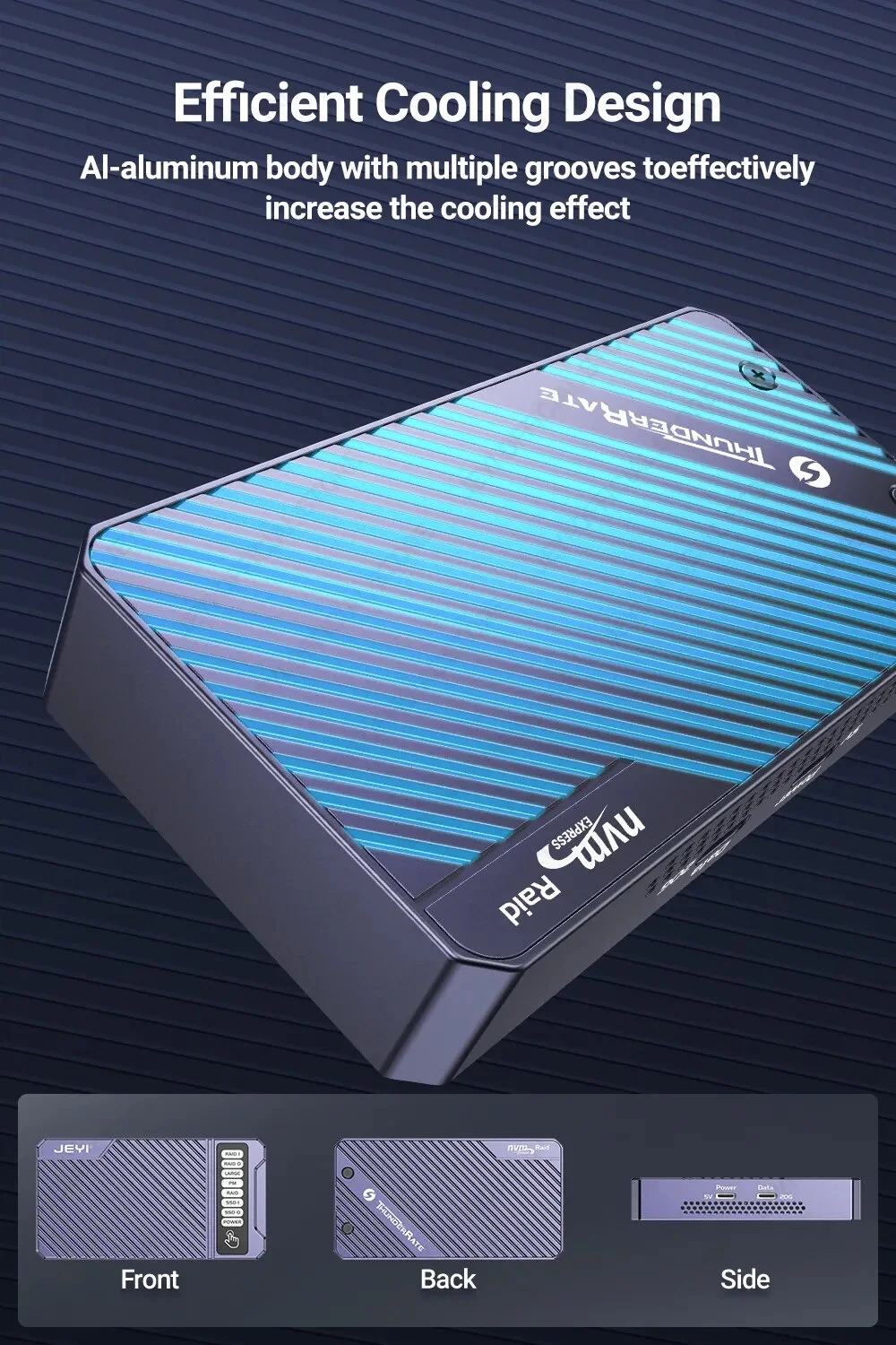 JEYI Dual Nvme Enclosure, 2-Bay Hardware RAID Enclosure, 20Gbps