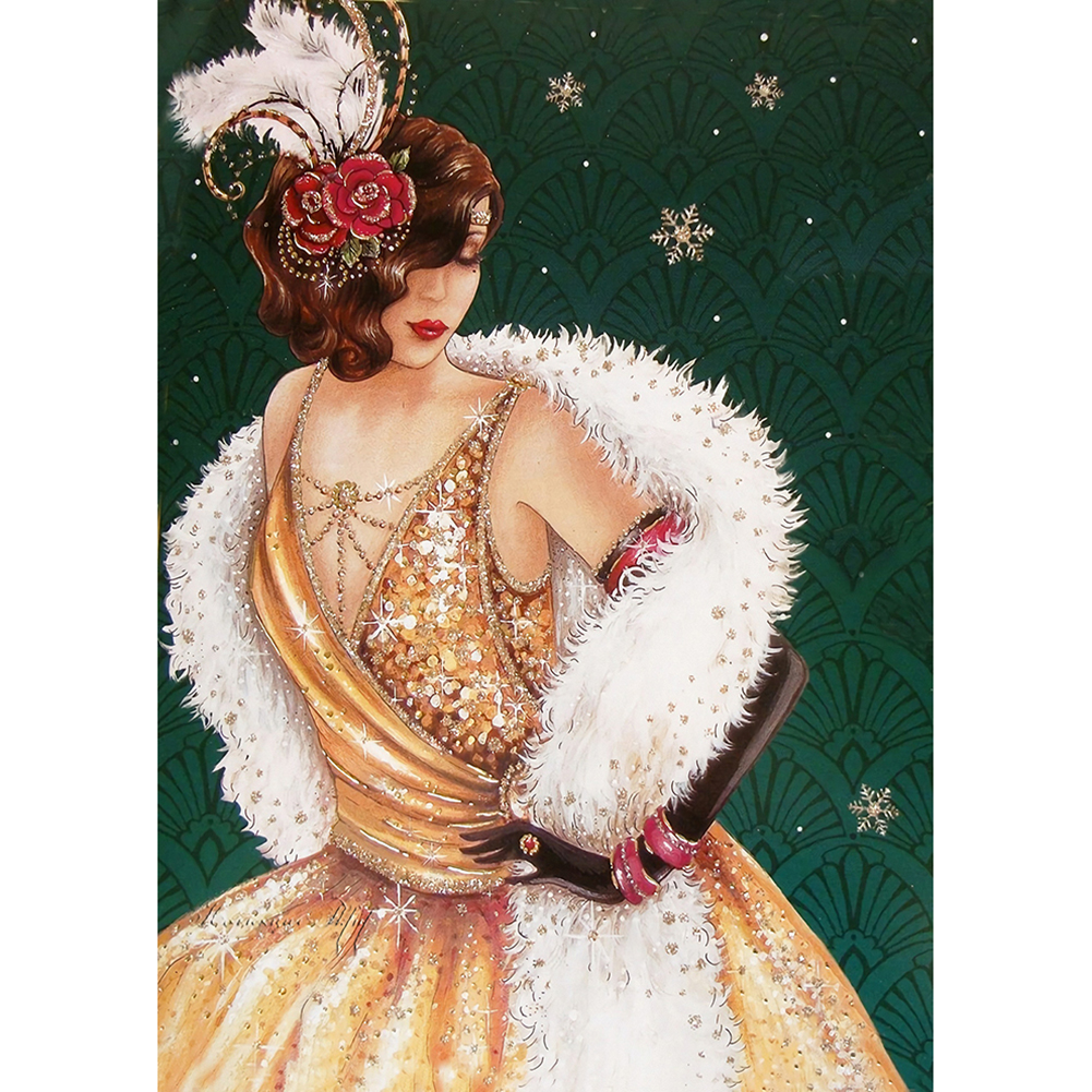 

30*40CM - Elegant Lady - Round Drill Diamond Painting, 501 Original