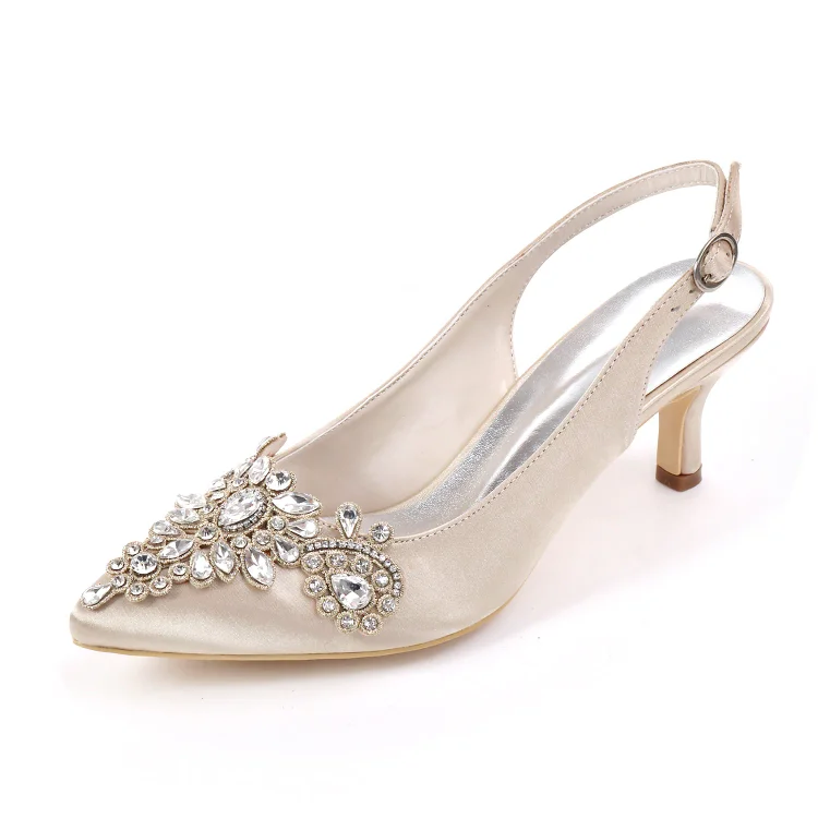 Women's Elegant Medium Low Heel Evening Wedding Shoes Radinnoo.com