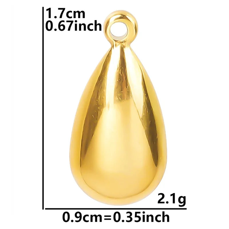 1 Piece 1.7*0.9cm Hole 1~1.9mm 304 Stainless Steel 18K Gold Plated Water Droplets Pendant