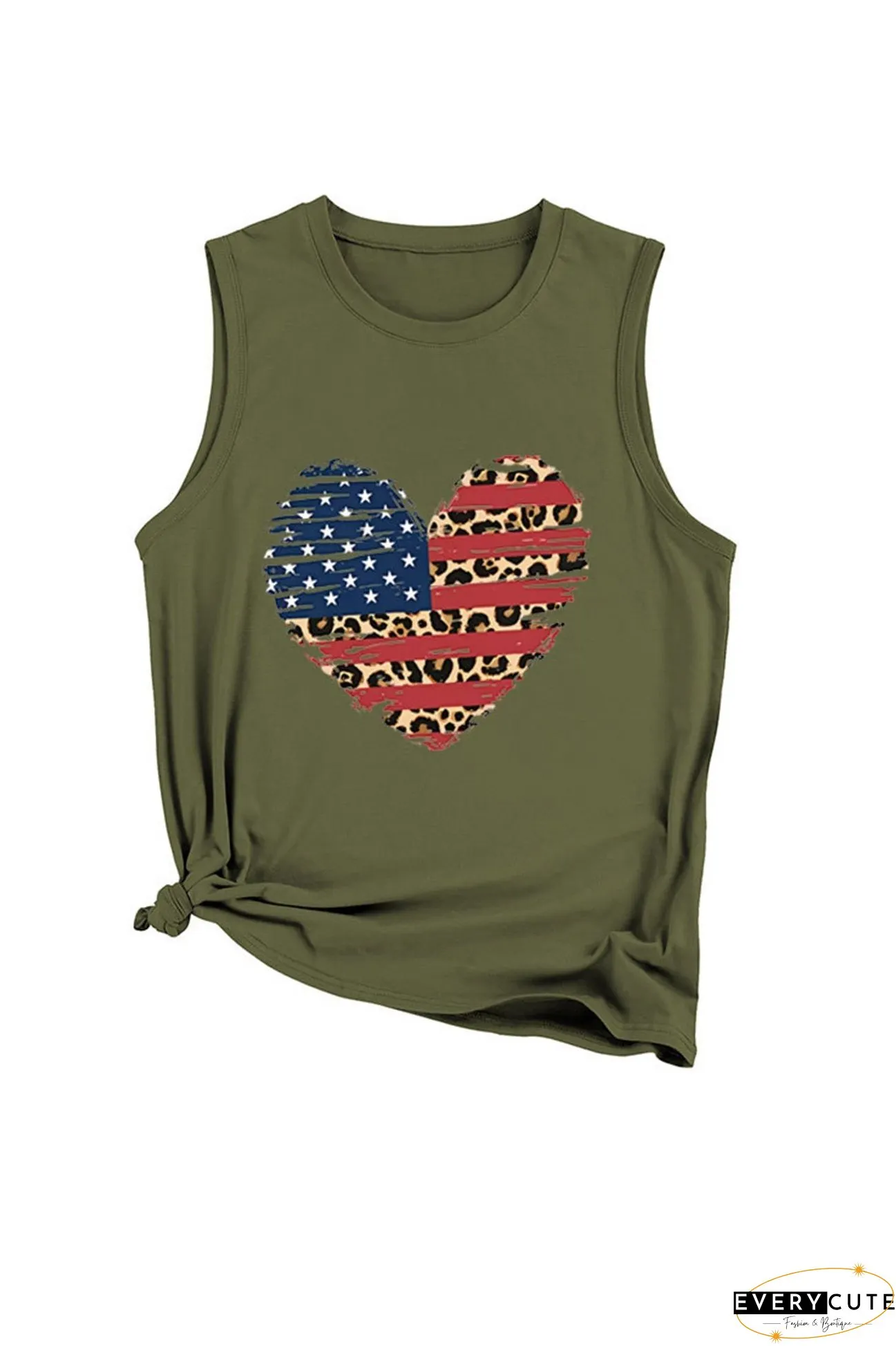 Peach Heart Flag Graphic Sleeveless T-shirt