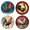 4PCS Rooster - Round Vintage Metal Signs Set - 30*30cm - Garden