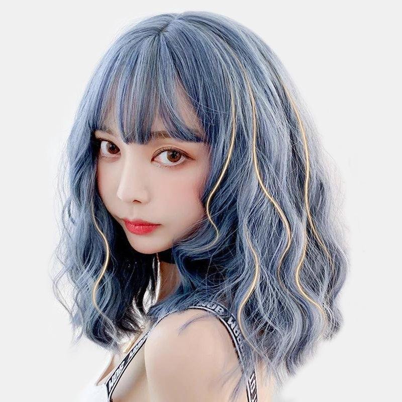 Japanese Wavy Blue Wig