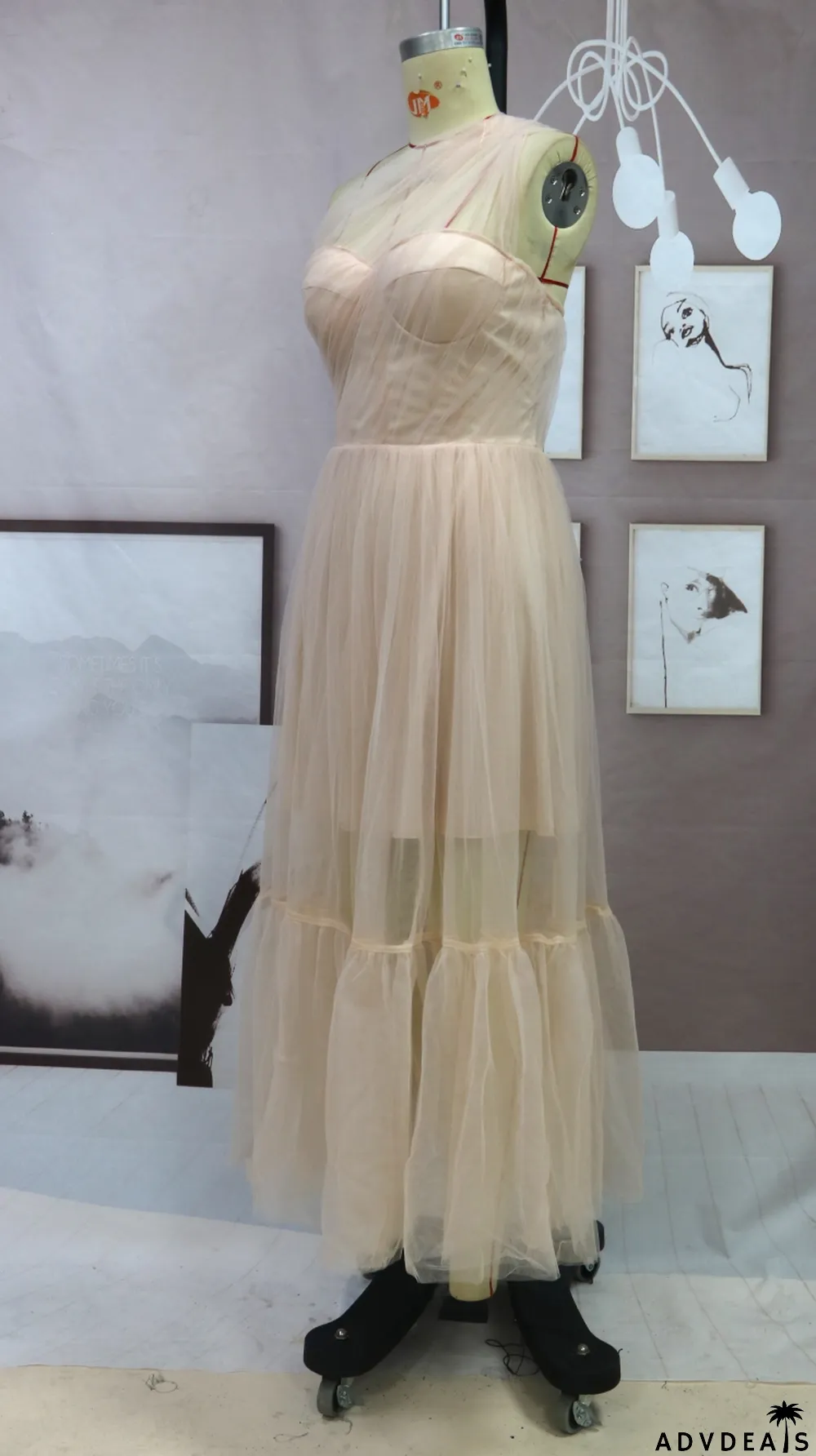 Summer Elegant Pink Mesh Ruffles Sleeveless Dress