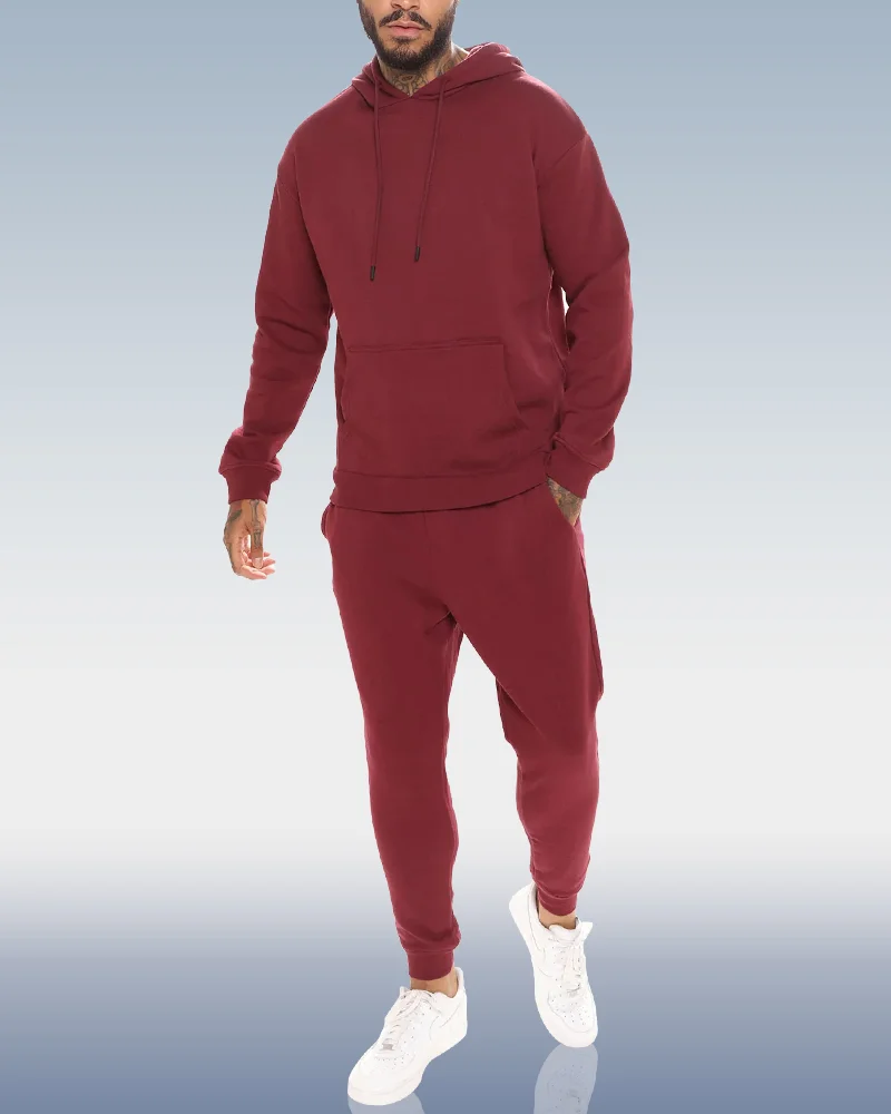 Men's Burgundy Hoodie Set