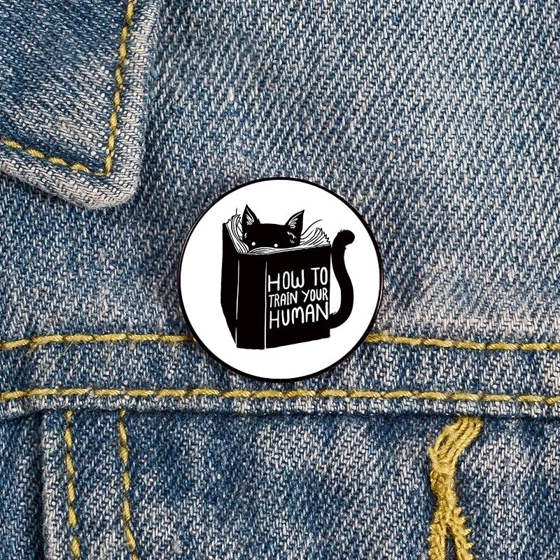 Cartoon Style Pin Cat Zinc Alloy Printing Unisex Brooches