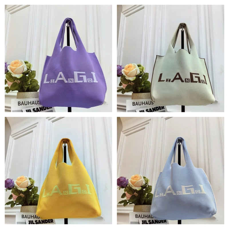 Women’s Large Polyester Letter Color Block Streetwear Square Open Shoulder Bag