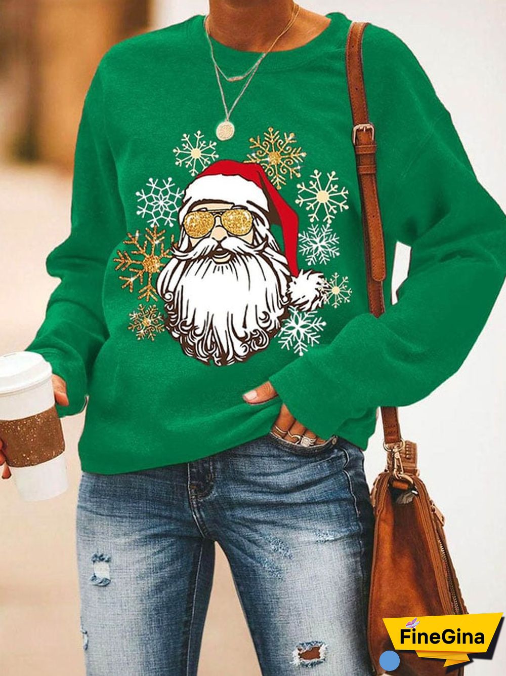 Christmas Ladies Printed Long Sleeve Sweatshirt