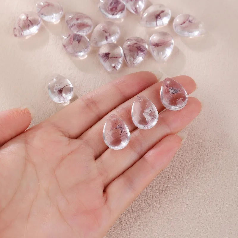 10 PCS/Package Hole 1~1.9mm Glass Round Water Droplets Rhombus Pendant Beads