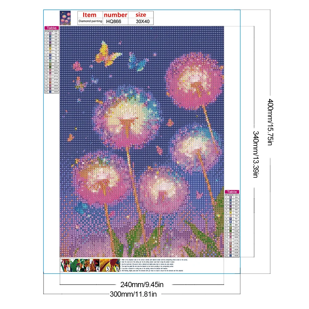 Full Round Diamond Painting 30*40cm - Colorful Dandelions