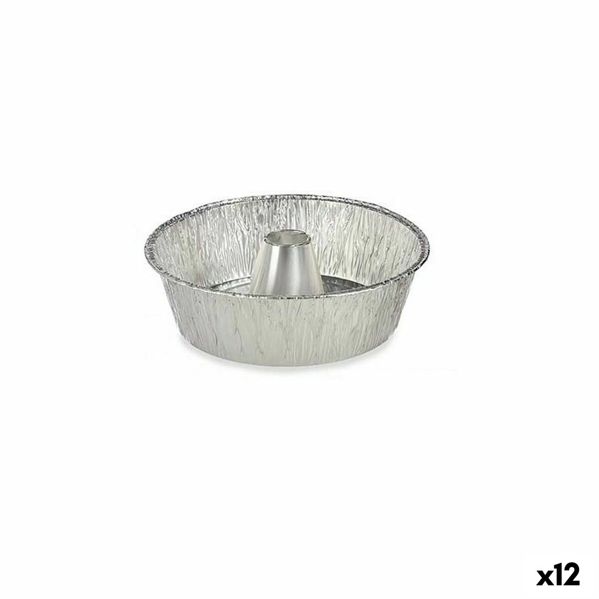 Flan Mould Kinvara Silver Aluminium 25 x 7,7 x 25 cm Disposable Cr&egrave;me Caramel (12 Units)