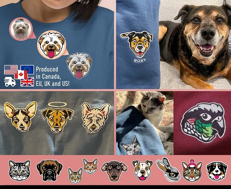 Custom Embroidered Pet Sweatshirt | Personalized Pet Embroidery Jumper From Photo
