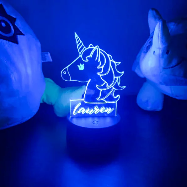 Personalized Unicorn Night Light Custom Name Acrylic Led Lamp