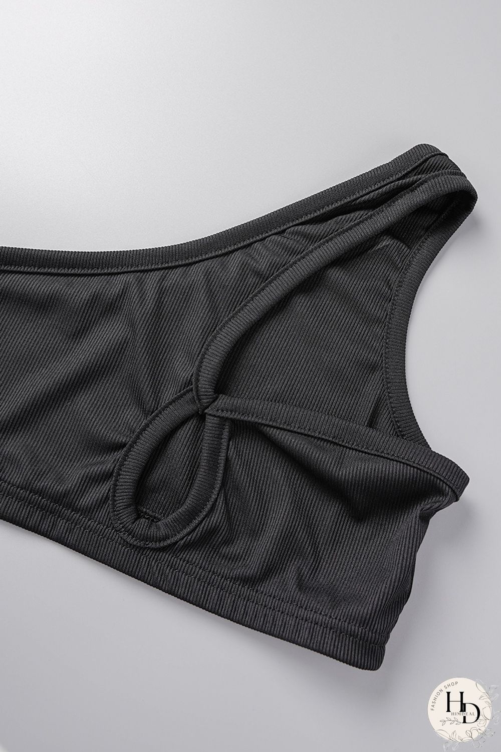 Black Sportswear Solid Patchwork Oblique Collar Sleeveless Two Pieces