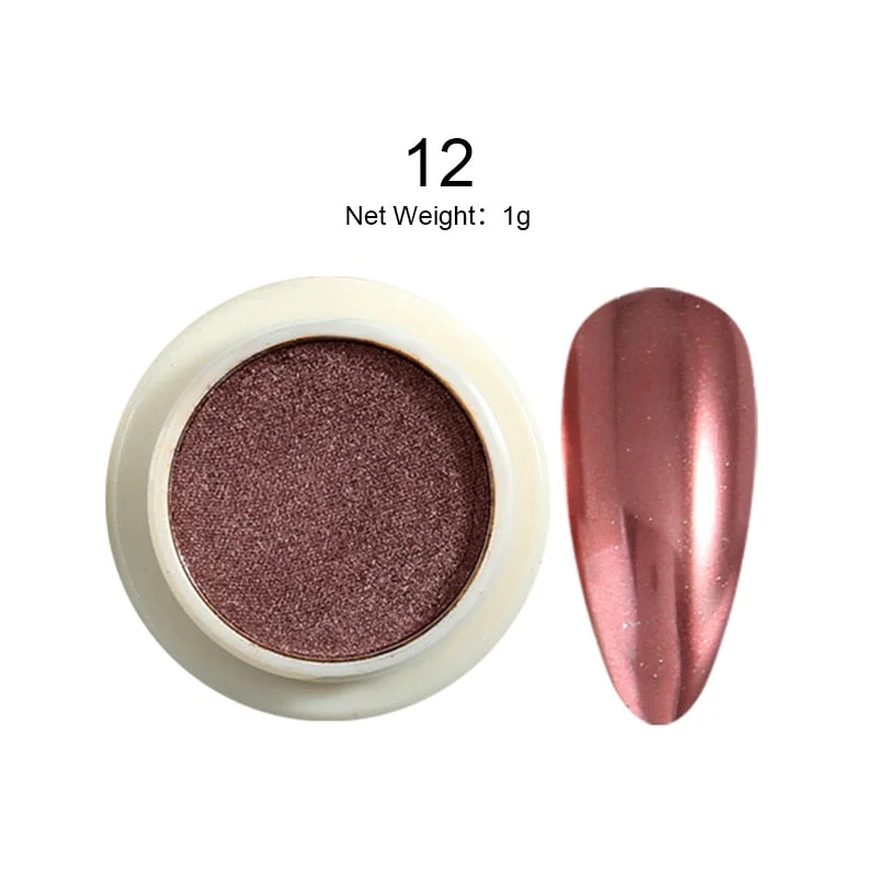 1 Box Solid Mirror Nail Glitters Powder Dust for Metal Nail Art Nail Powder Chrome Pigment DIY Nail Art Decorations
