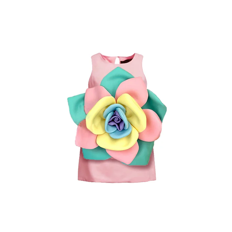 Mommy and Me 3D Colorful Flower Sleeveless Dress Flaxmaker