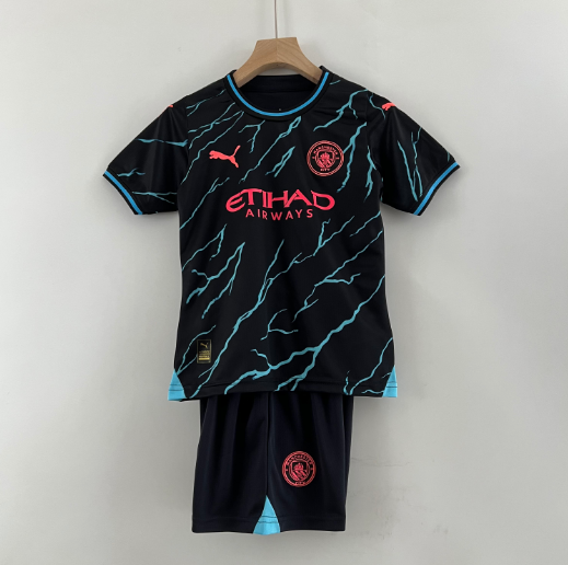 2023/2024 Manchester City Third Away Kids Kit Football Shirt Thai Quality