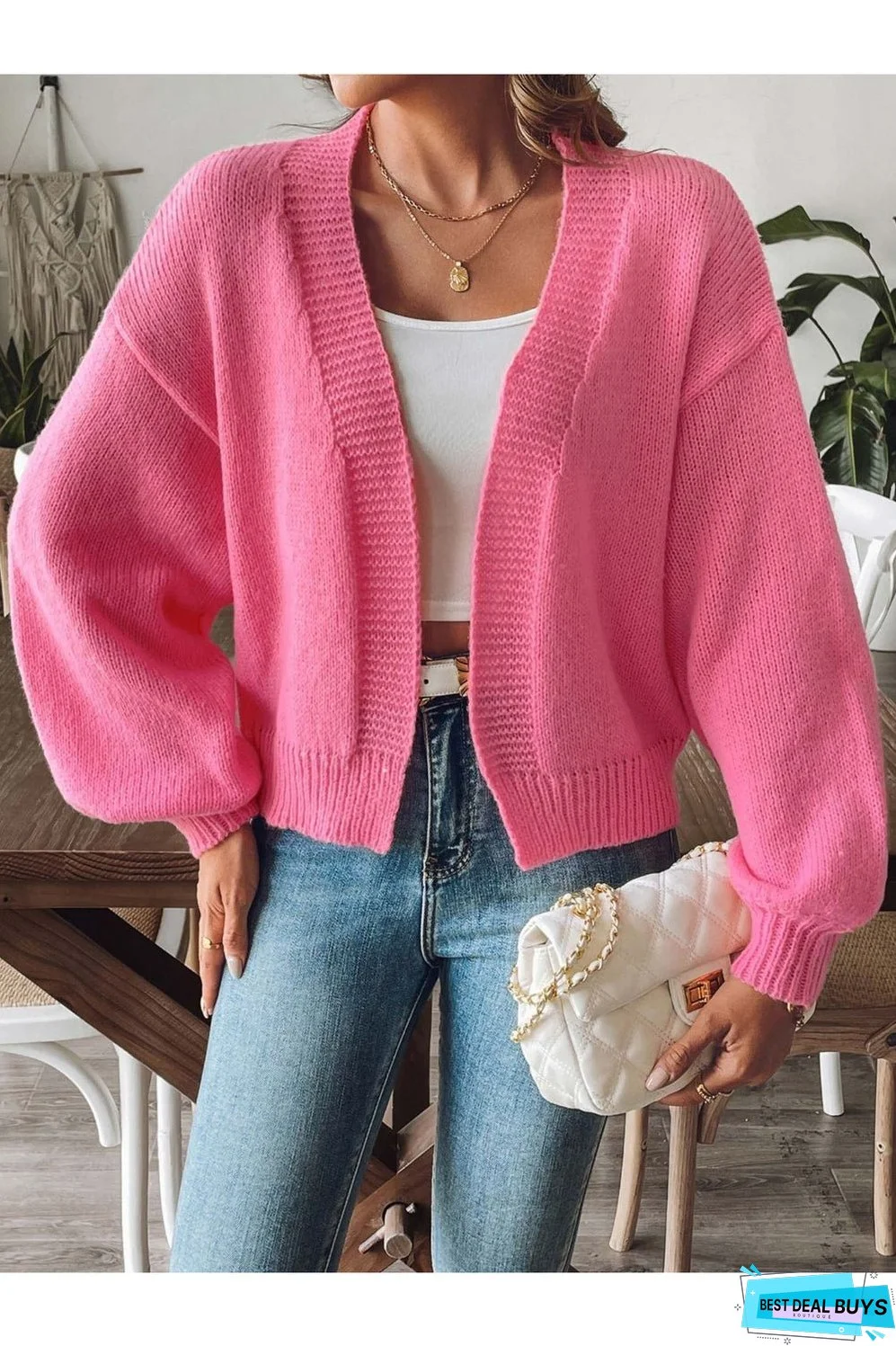 Open Front Long Sleeve Cardigan