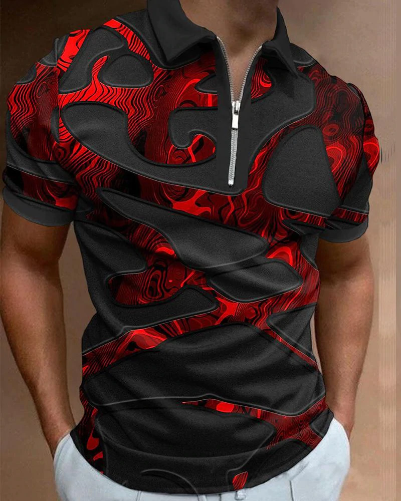 Men's Casual Fission Print POLO Shirt