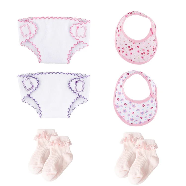 Babeside for 12"-16" Silicone Reborn Baby Dolls Bibs 6-pcs Accessories