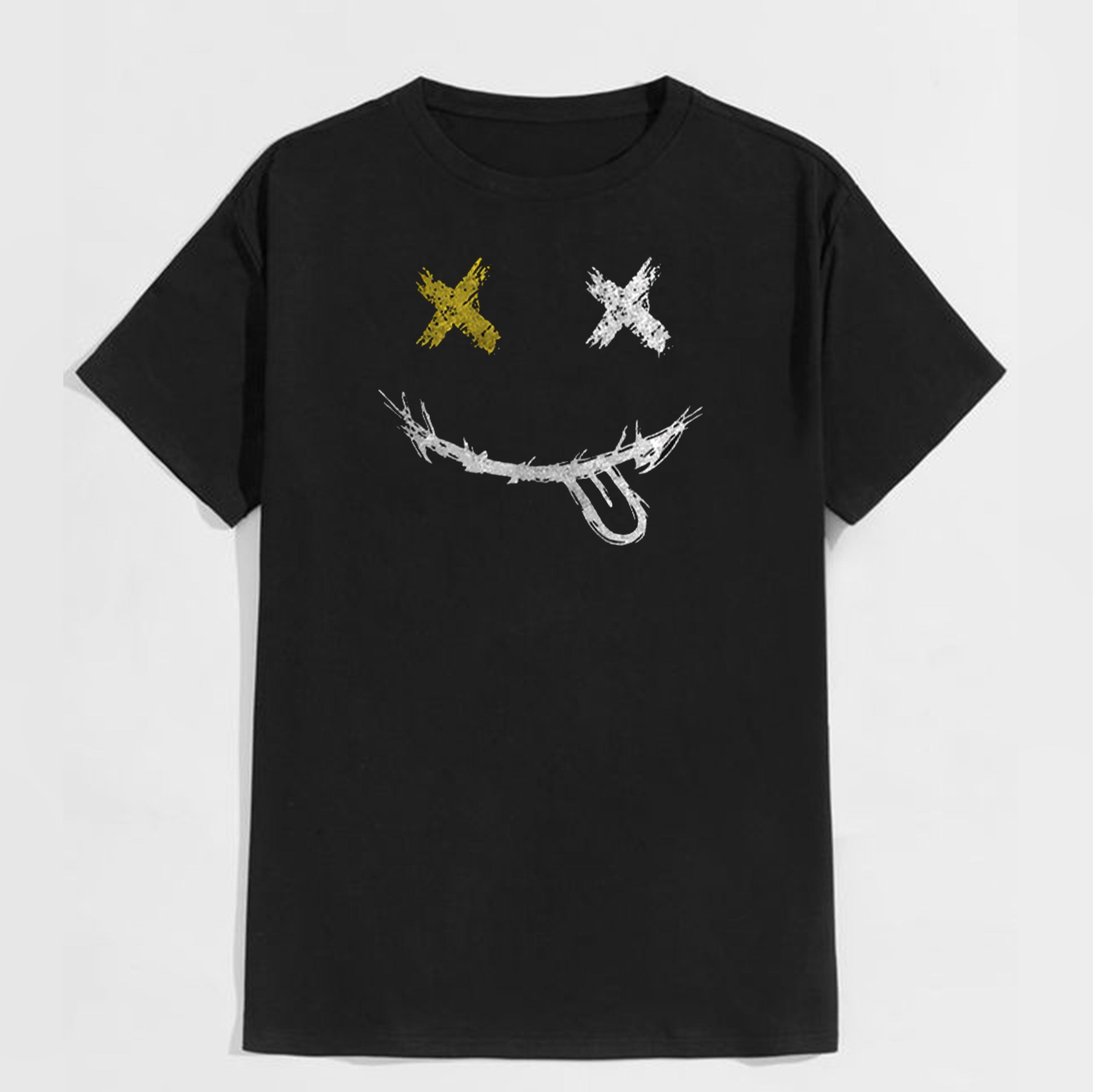 Funny Emoji Graphic Black Print T-Shirt