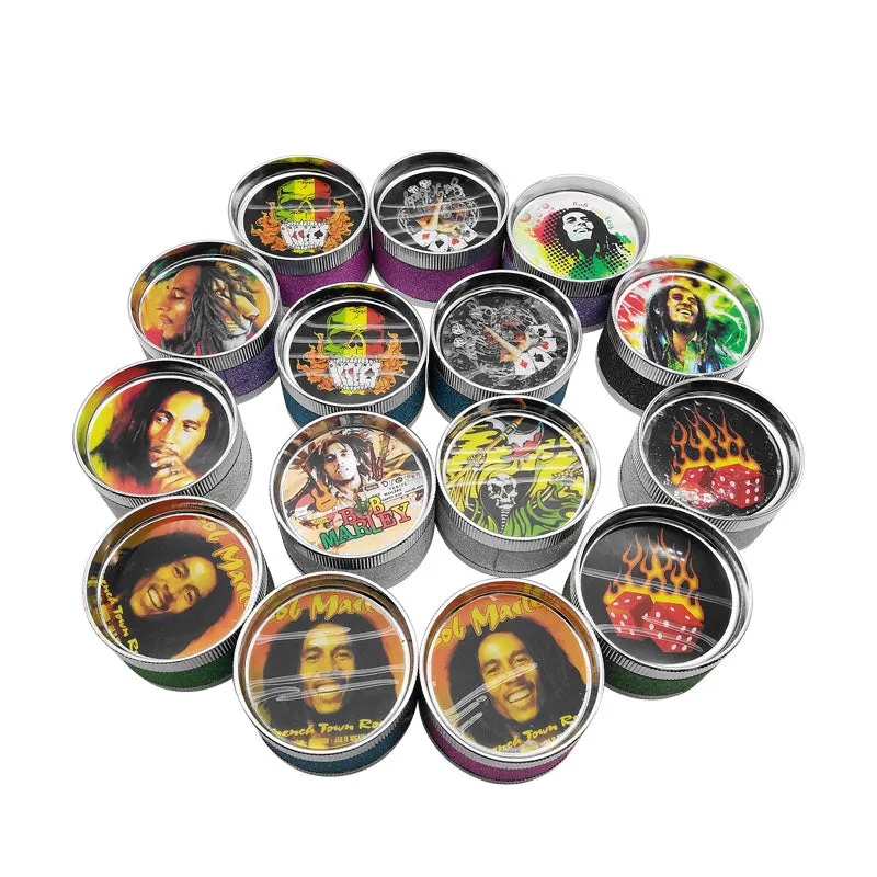 3-Layer Cool Pattern Metal Herb Grinder, Portable Zinc Alloy Tobacco Smoking Crusher