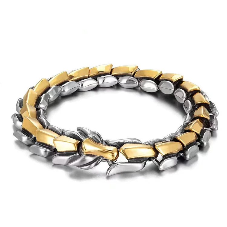 Silver-plated Vintage Dragon Head Dragon Scale Keel Bracelet