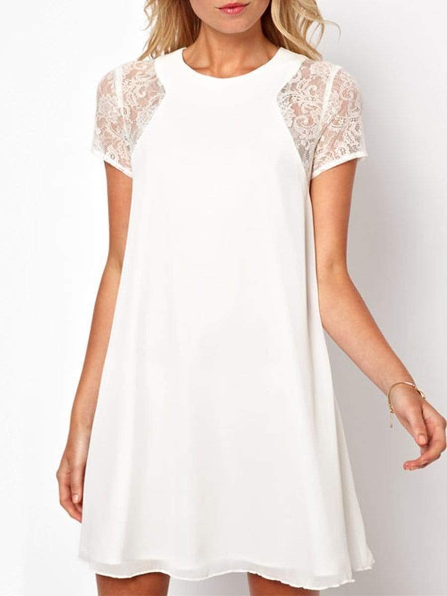 round neck patchwork plain evening dress