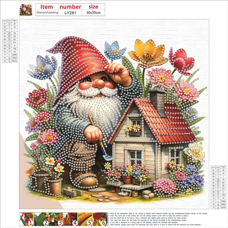 Diamond Painting - Partial Special Shaped Drill - Easter Garden Gnome(Canvas|30*30cm)