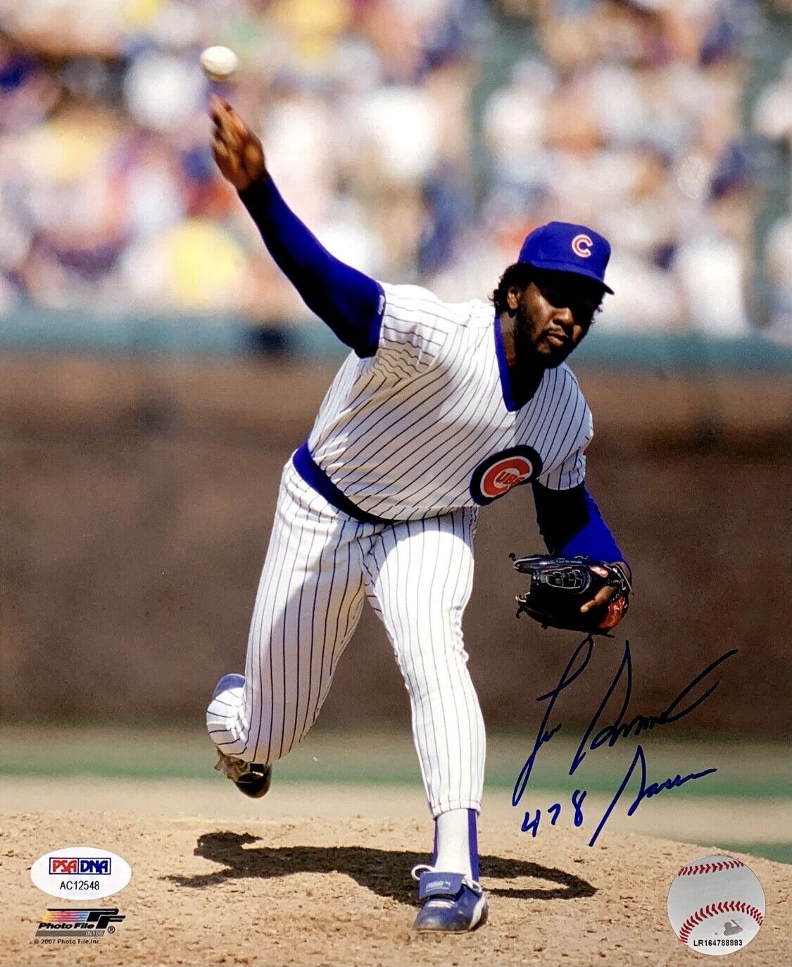 Lee Smith Signed Baseball 8x10 Photo Poster painting Chicago Cubs PSA AC12548