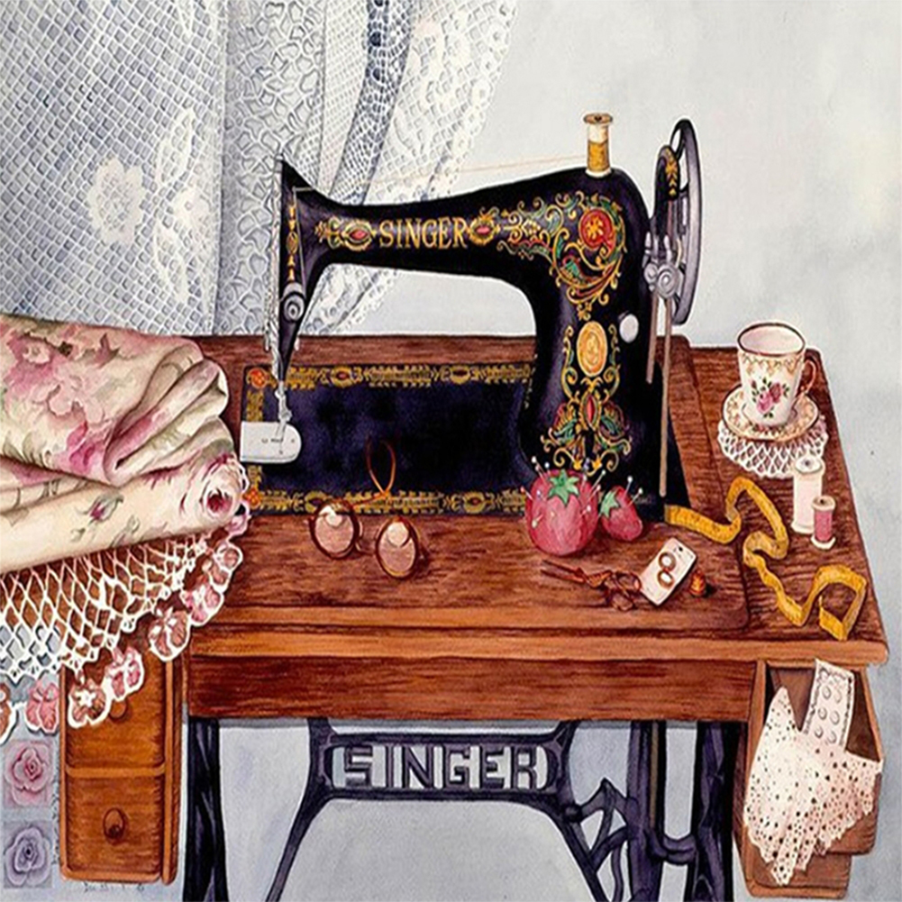 Nostalgic Sewing Machine-Paint by Numbers-16"x16"/40x40cm