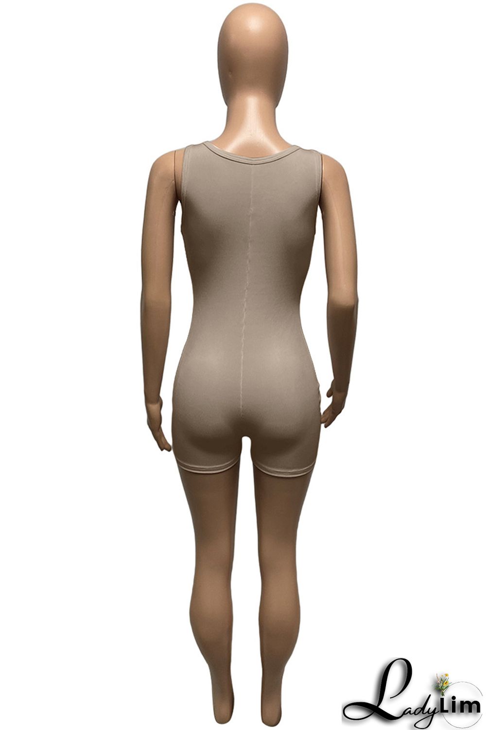 Apricot Fashion Casual Solid Basic V Neck Skinny Romper