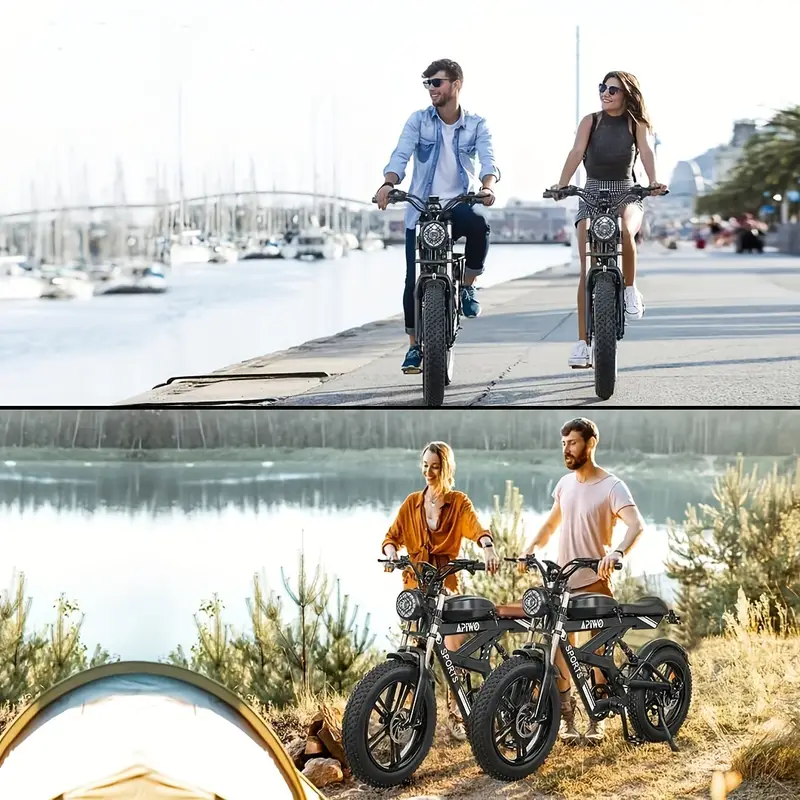 Bicicleta eléctrica con neumáticos gruesos Bicicleta eléctrica con motor sin escobillas de 750 W, batería extraíble   de     Ah, velocidad   de 20 mph, adecuada para deportes   y campamentos detalles 4