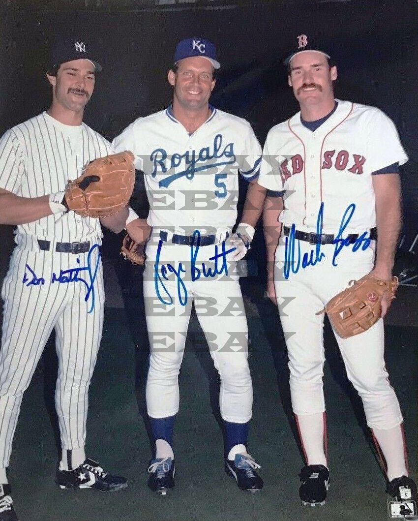 DON MATTINGLY, GEORGE BRETT & WADE BOGGS signed 8x10 autographed Photo Poster painting Reprint