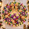 DIY Special Shaped Diamond Painting Wreath, Double-Sided Printing Christmas Wreath Hanging with LED Light Decor Kit 