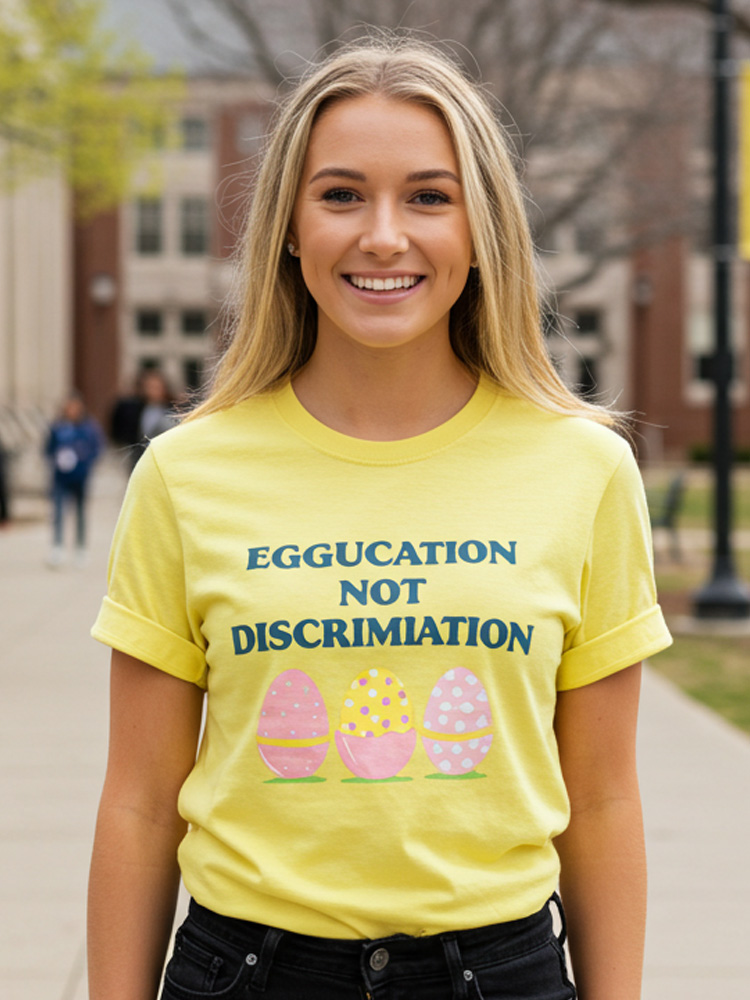 Comstylish Women's Casual Easter Eggucation Not Discrimination Print T-shirt