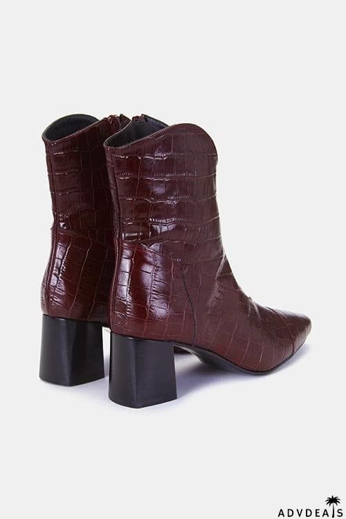 Square Toe Slip On Boots