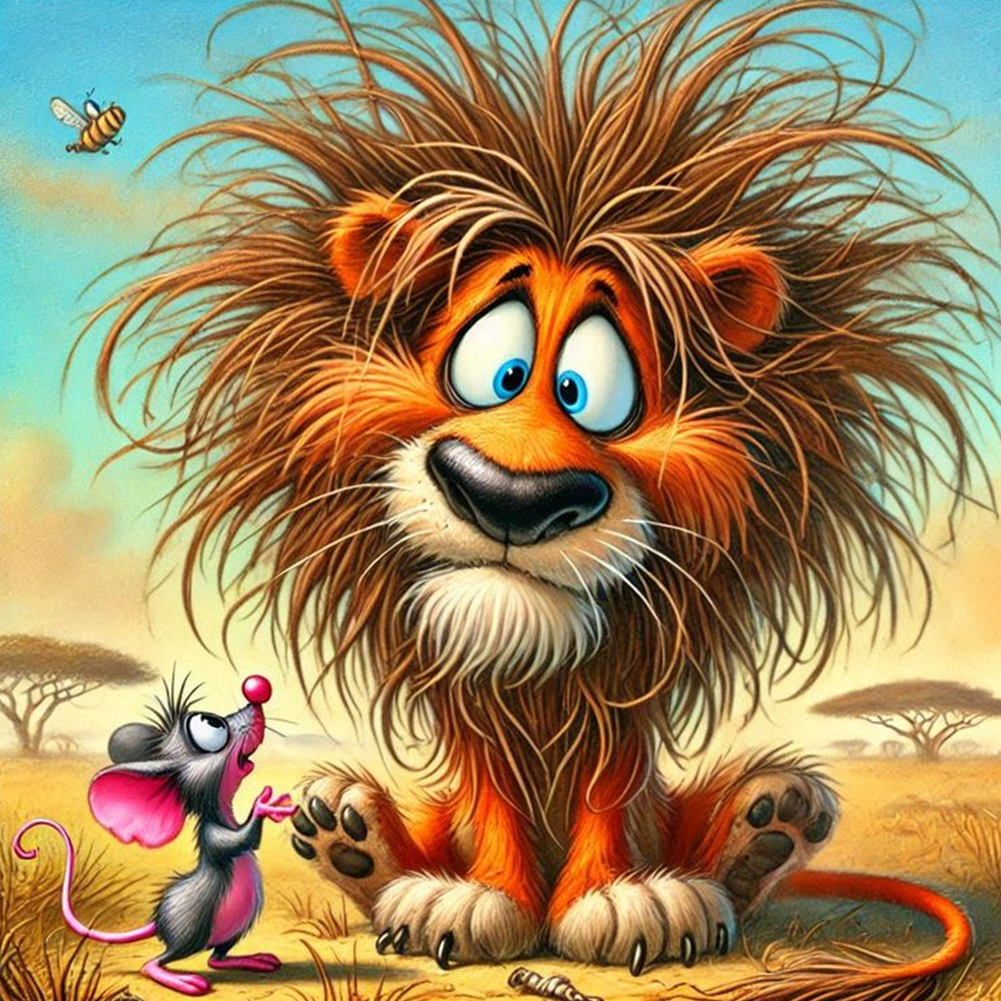 Lion And Mouse Talking 40*40cm(canvas) full round drill diamond painting