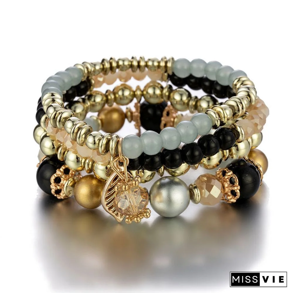 Women's Crystal Pendant Multi-layer Bracelet