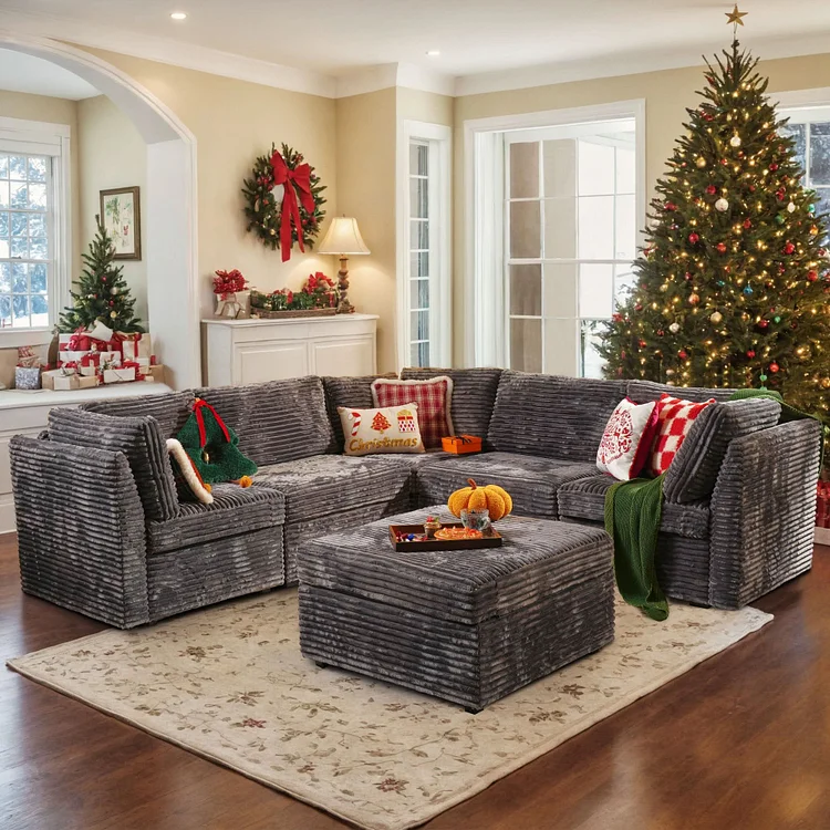 Shopicco Oversized Modular Sectional Couch, Cloud Couches for Living Room,Deep Seat Upholstered Convertible Sleeper Sofa