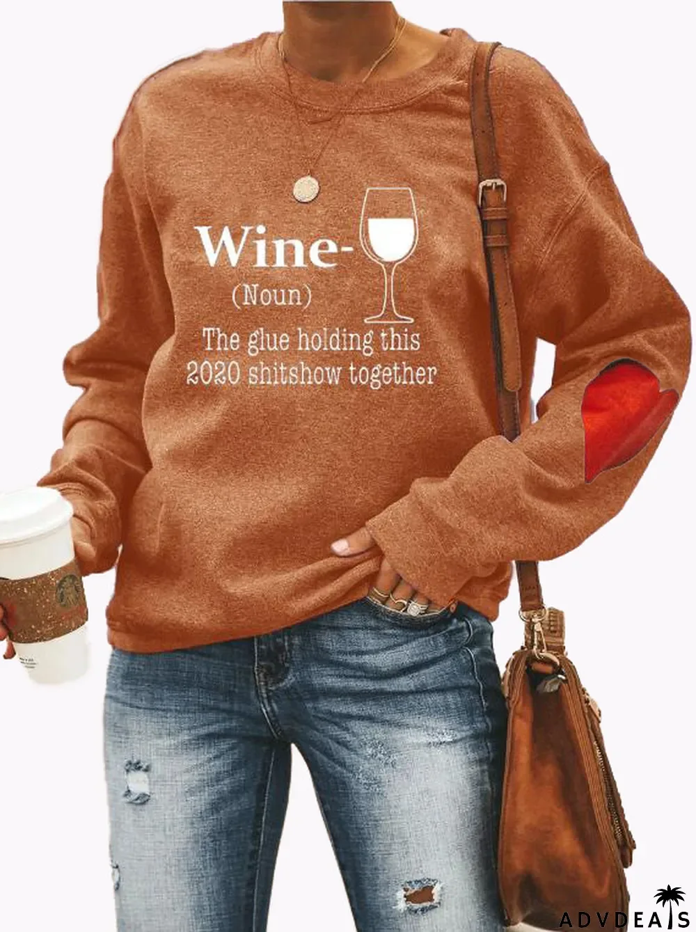 Casual Printed Fleece O Neck Sweatshirt Top