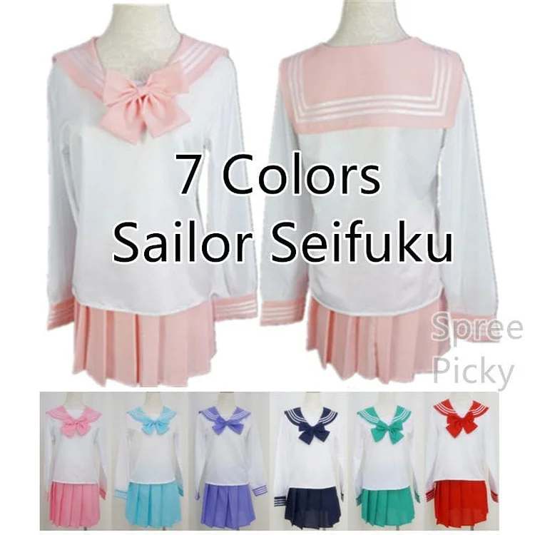 Cosplay Long Sleeve Sailor Seifuku School Uniform Set SP141042