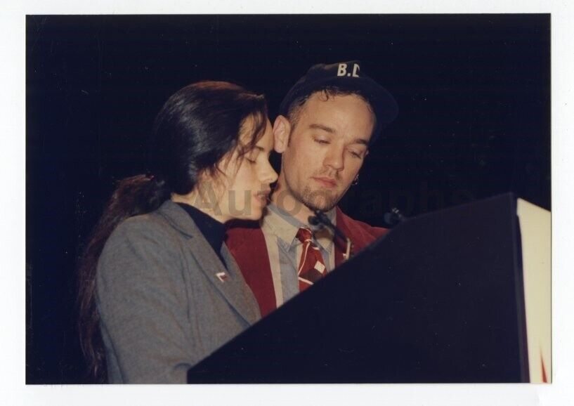 Michael Stipe (R.E.M.), Natalie Merchant - Candid Photo Poster paintinggraph by Peter Warrack