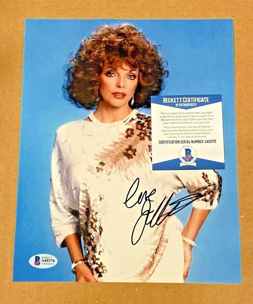 JOAN COLLINS SIGNED DYNASTY 8X10 Photo Poster painting BECKETT CERTIFIED