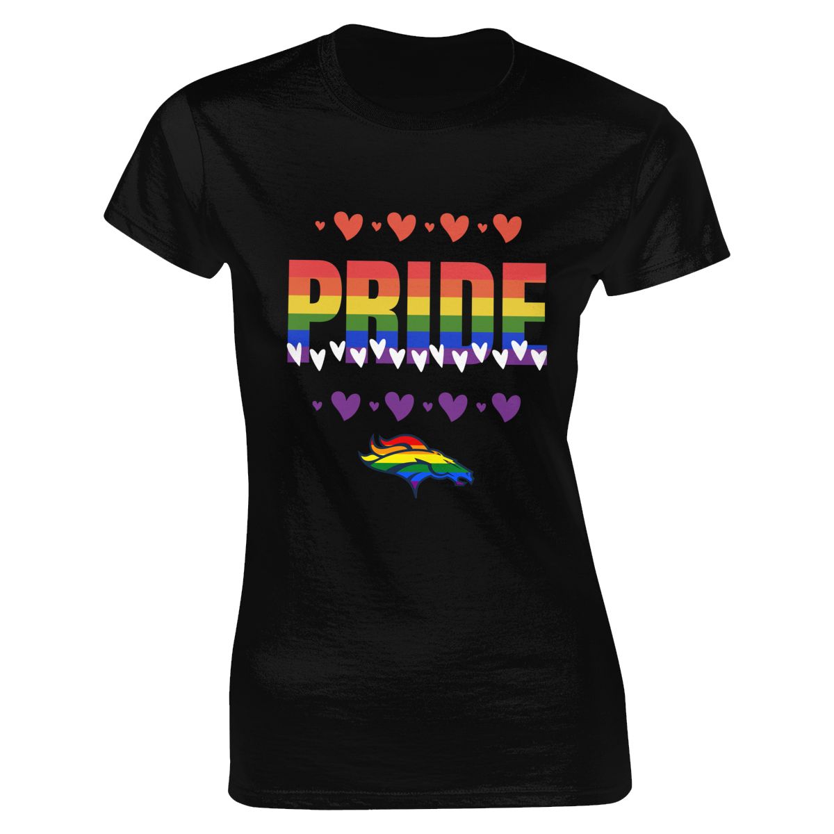 Denver Broncos Hearts Pride Women's Classic-Fit T-Shirt