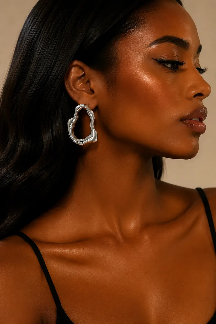 Fashion Gold Abstract Molten Shaped Hoop Earrings 2024 - Xpluswear
