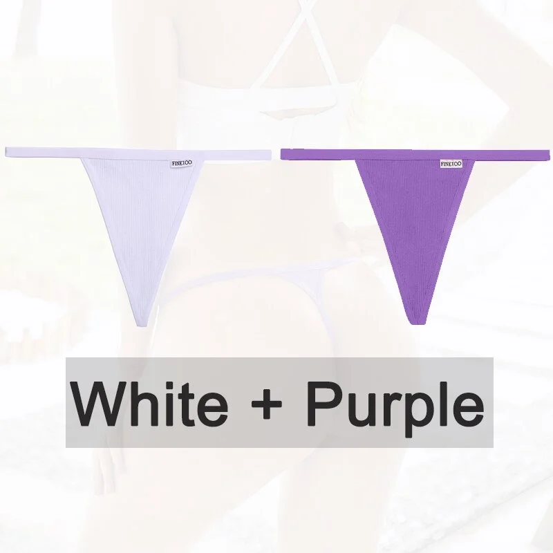 Billionm 2PCS/Set Women Sexy Cotton Panties Solid Color Underwear G-String Hollow Breathable Underpants Female Intimates Lingerie